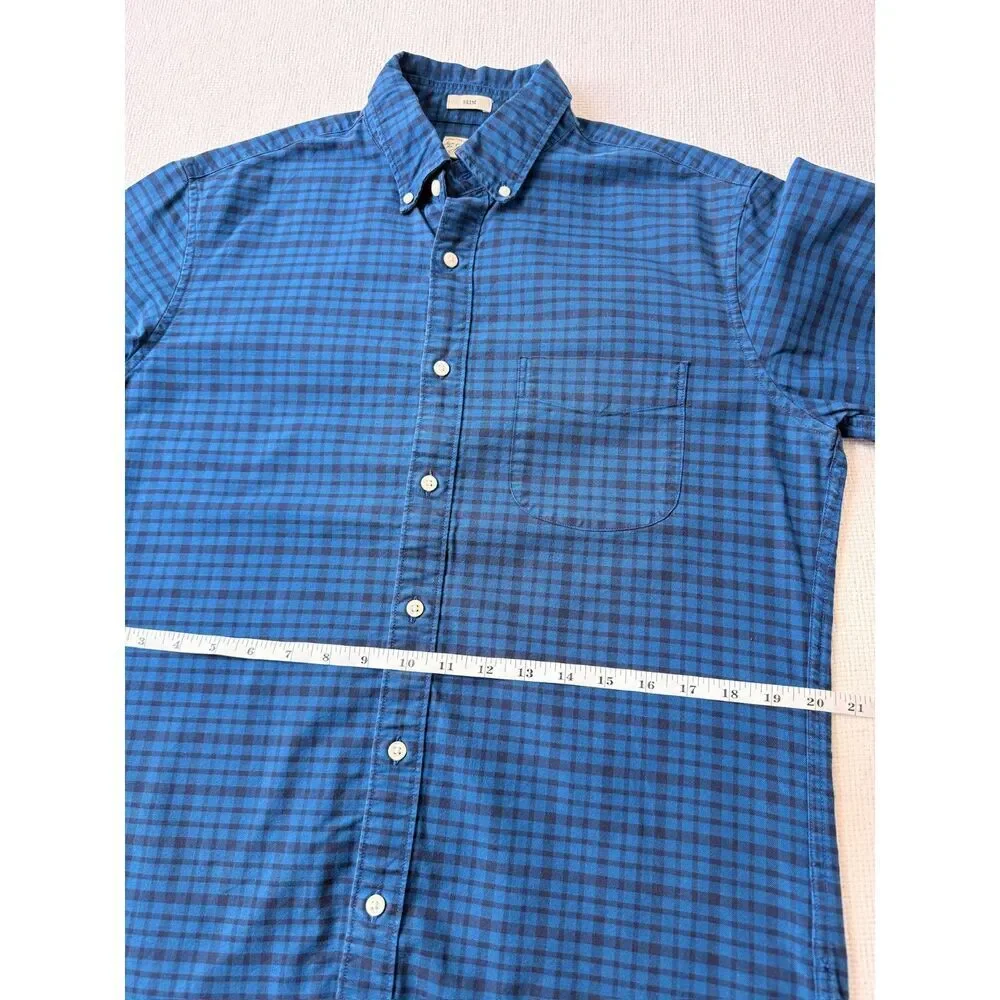 J.Crew Slim American Pima Cotton Blue Check Button Shirt Men's M